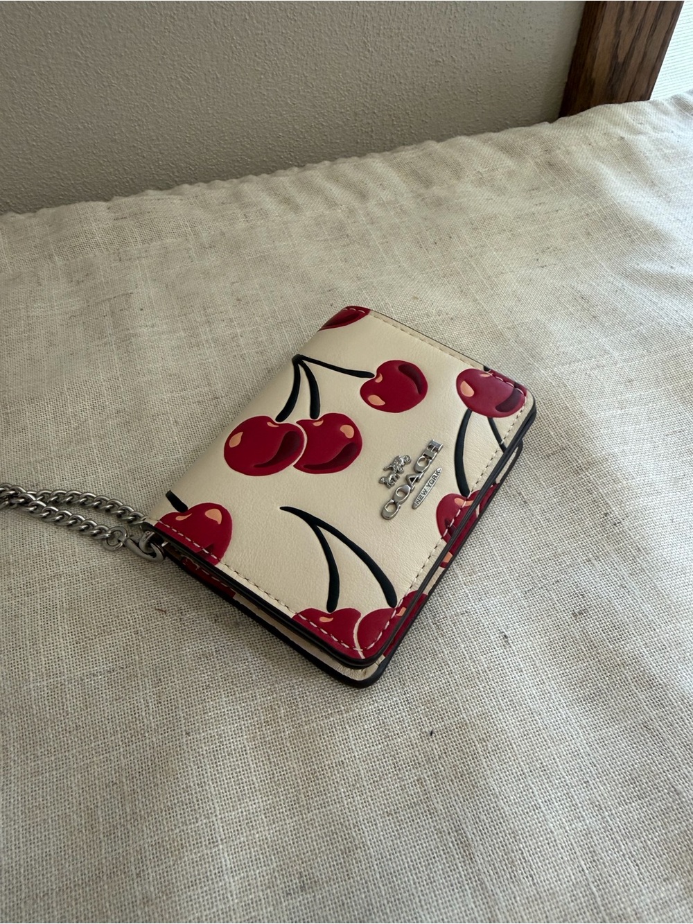 Coach Mini Wallet Chain Cherry Print Crossbody NWT - Picture 6 of 9
